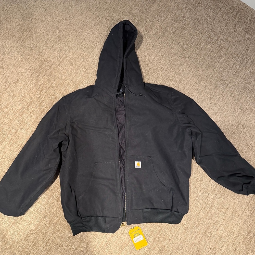 Carhartt 0J0140-M Duck Active Jacket Size XL Tall Quilt Lined BLK Loose Fit